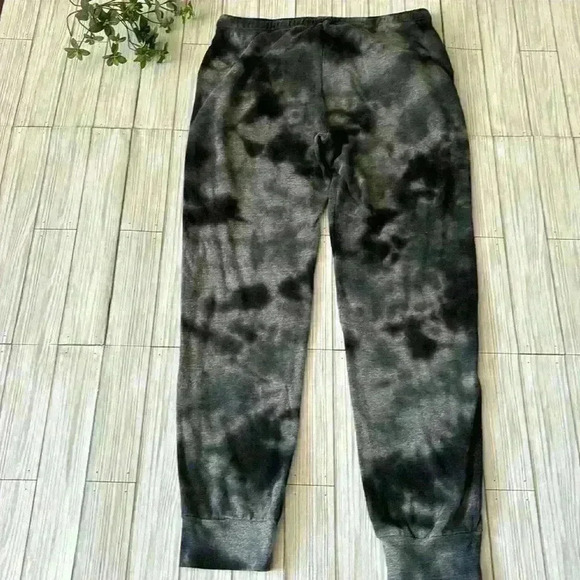 Monrow Crystal cotton blend elastic waist drawstring banded leg tye dyed joggers - Picture 5 of 6